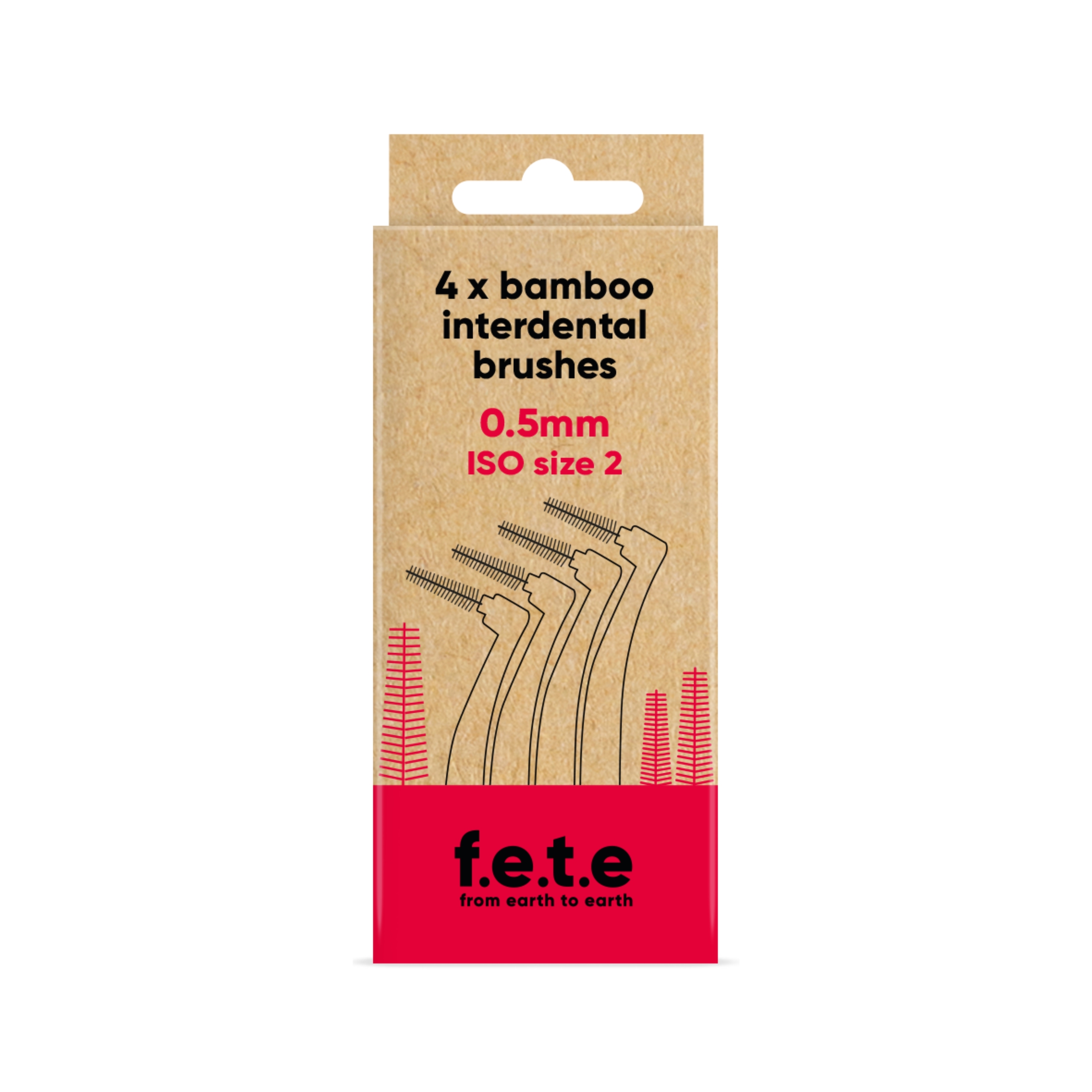 f.e.t.e Bamboo Interdental Brushes Red (0.5mm | ISO Size 2) - Zwischenraumbürste