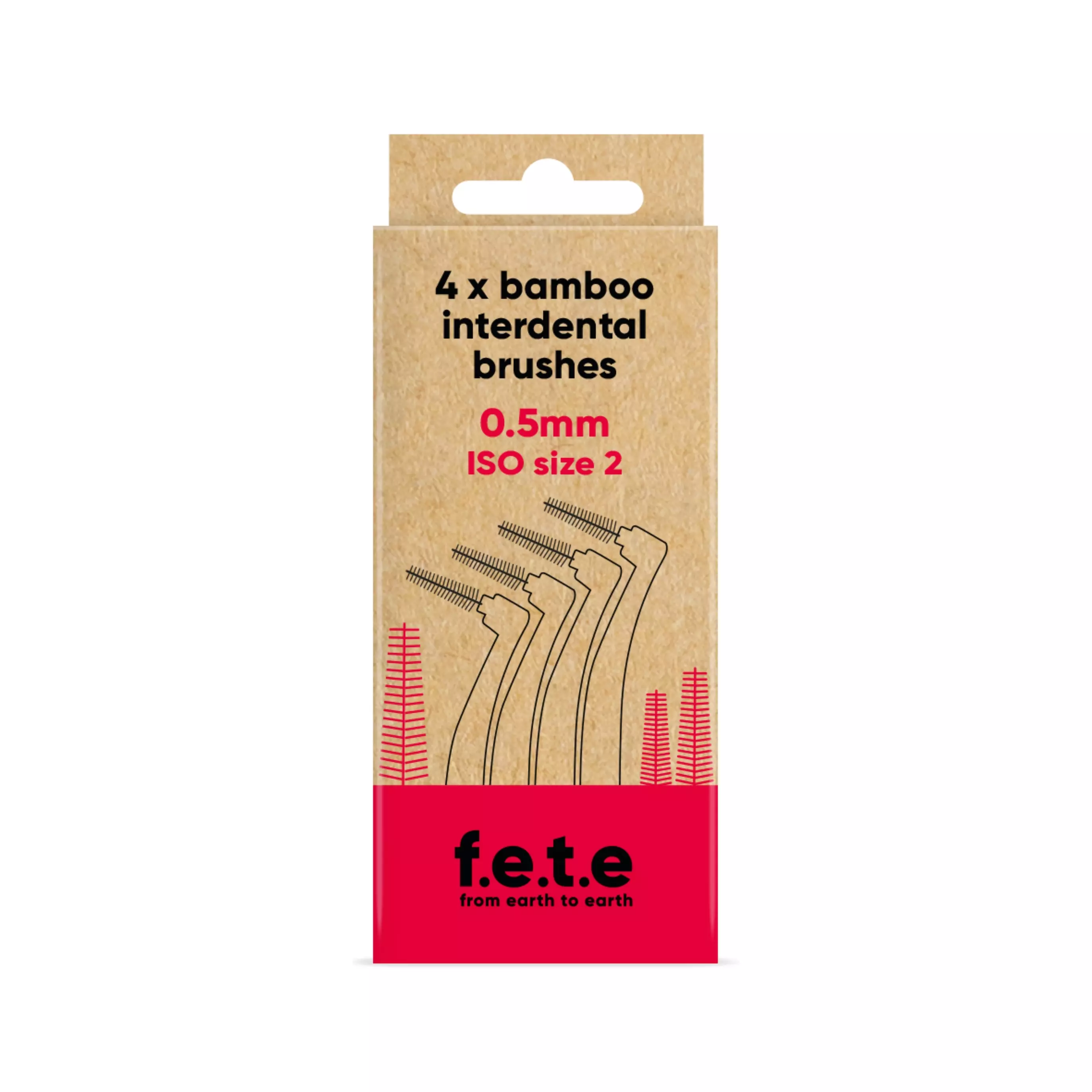 f.e.t.e Bamboo Interdental Brushes Red (0.5mm | ISO Size 2)