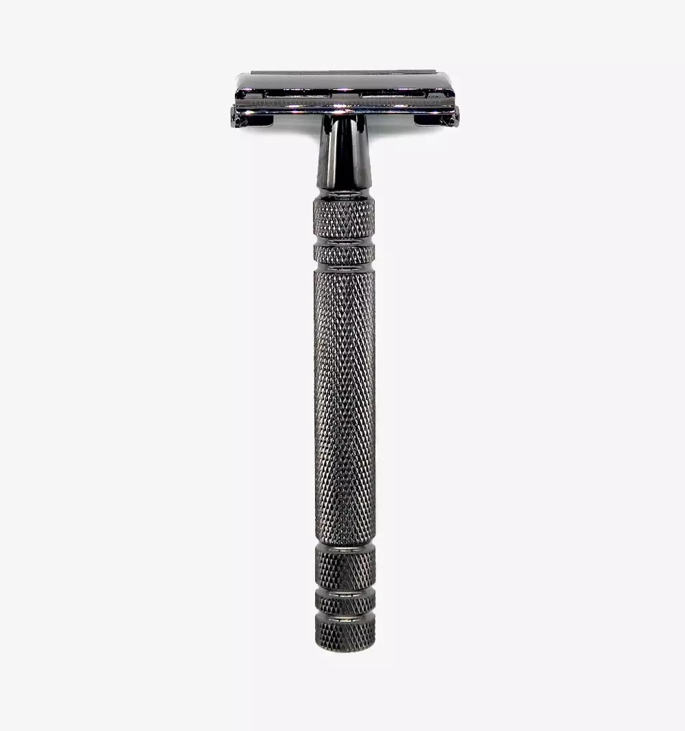 Ubersuave Eco-Razor 103GM Grey Metal Butterfly Open Double Edge Razor 