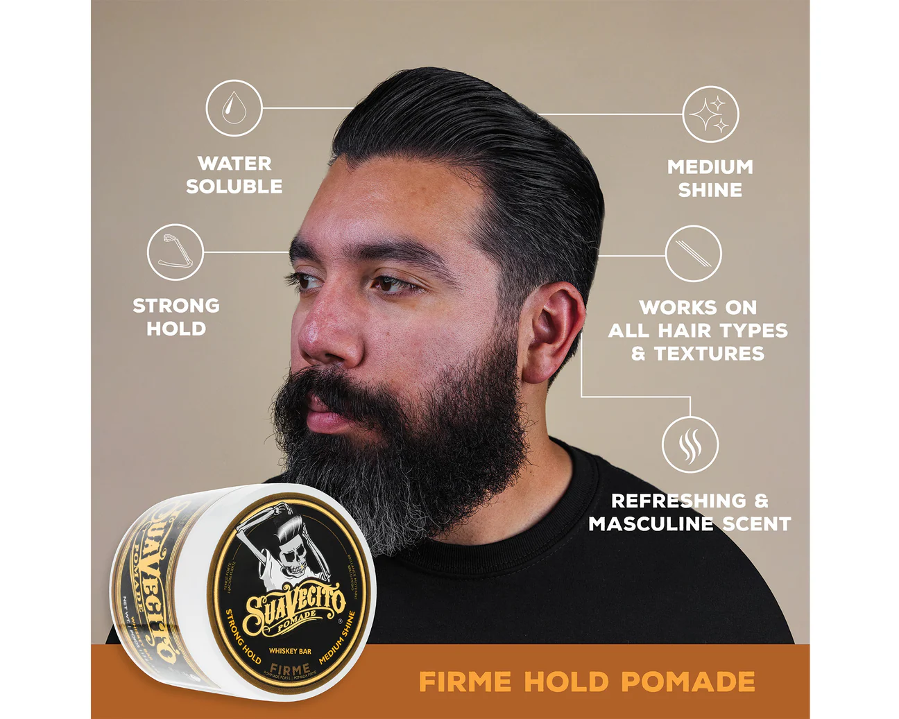 Suavecito Firme Hold Pomade Whiskey Bar 113g