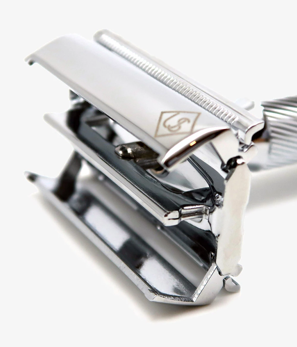 Ubersuave Eco-Razor 101S Chrome Silver Butterfly Open Double Edge Razor - Rasierhobel