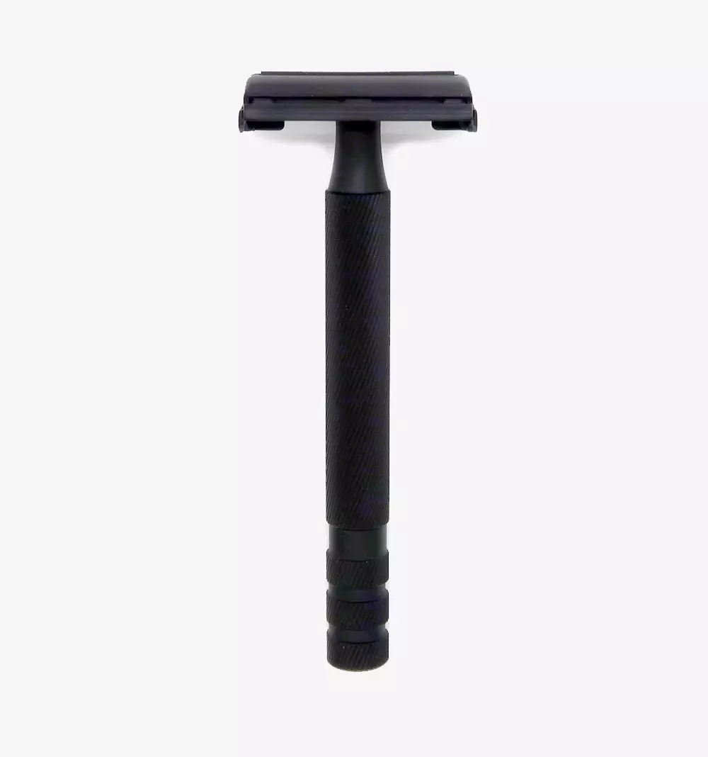 Ubersuave Eco-Razor 102B Matte Black Butterfly Open Double Edge Razor