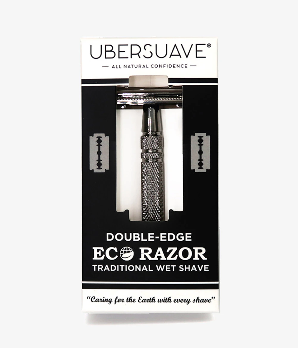 Ubersuave Eco-Razor 103GM Grey Metal Butterfly Open Double Edge Razor 