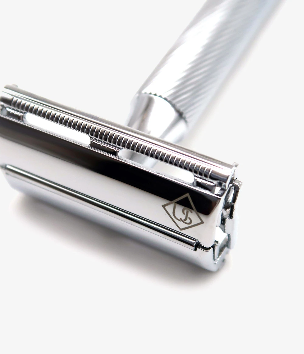 Ubersuave Eco-Razor 101S Chrome Silver Butterfly Open Double Edge Razor - Rasierhobel