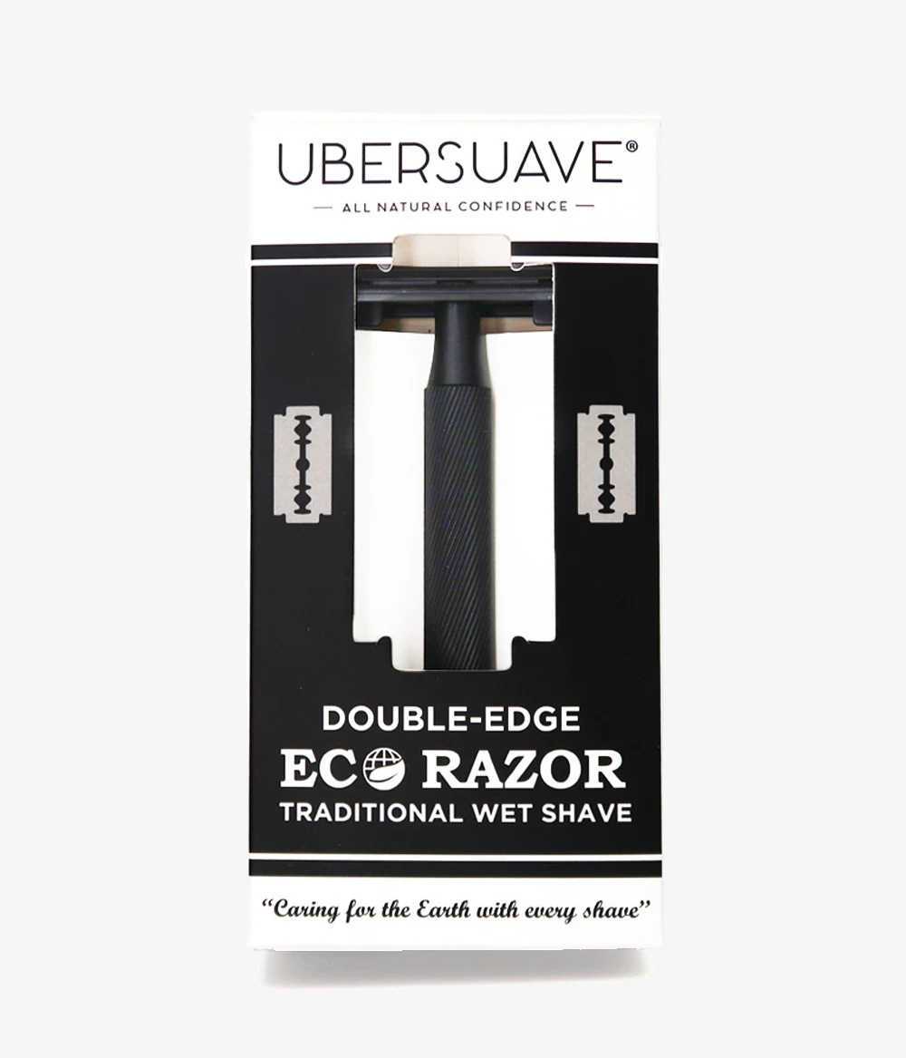 Ubersuave Eco-Razor 102B Matte Black Butterfly Open Double Edge Razor